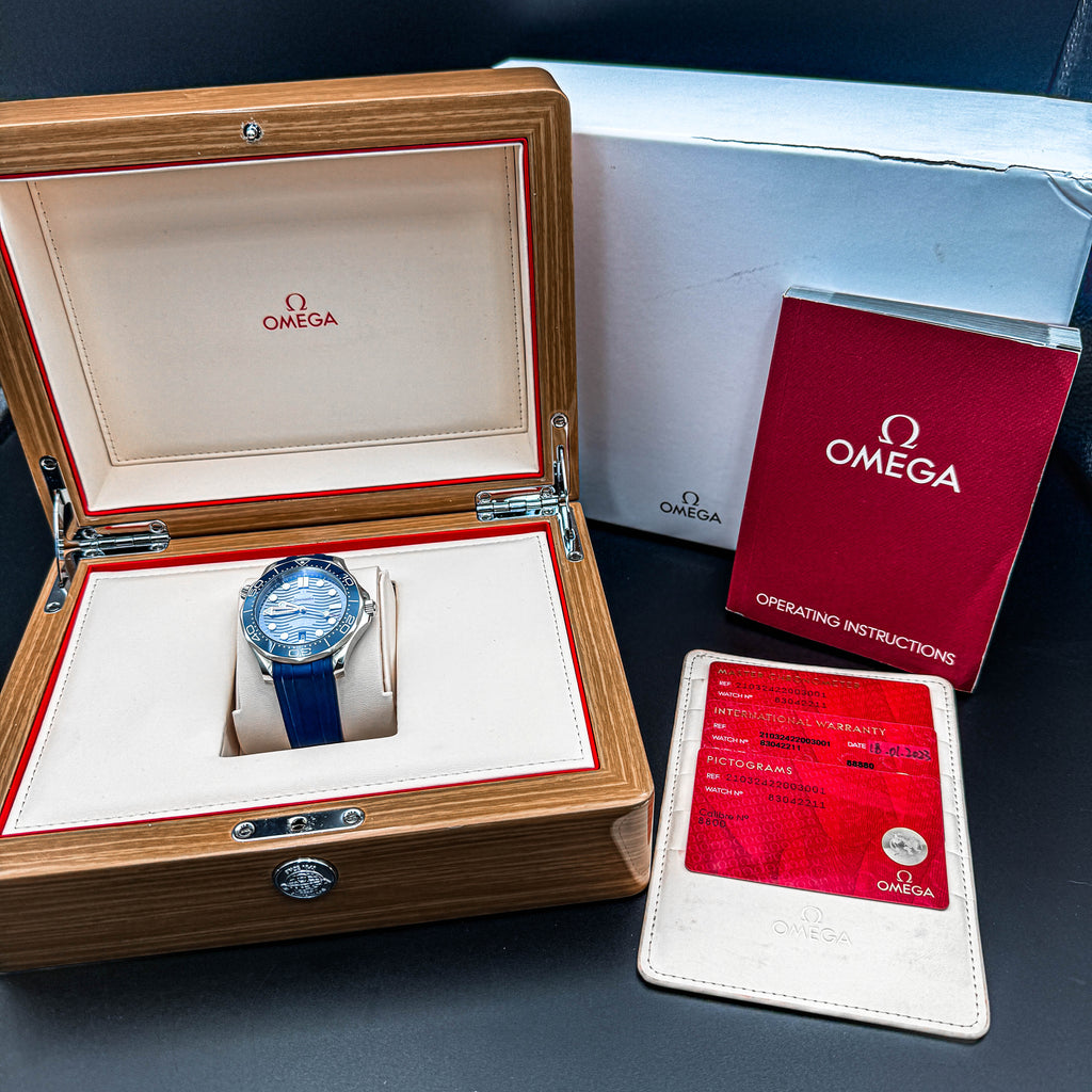 Omega Seamaster Diver 300M Co-Axial Master Chronometer 42mm — Blue Dial — Full Set